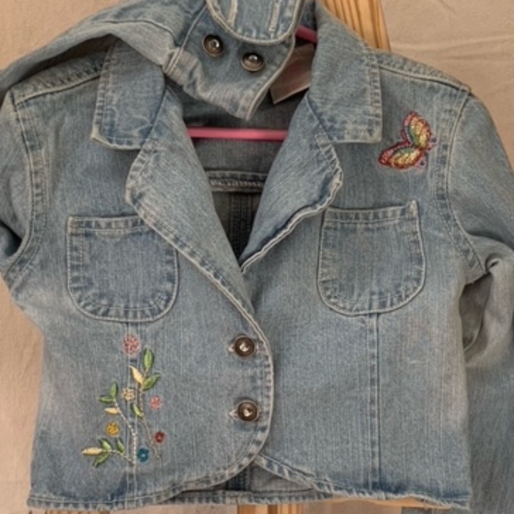 Girl Connection Crop Jeans Jacket with Embroidery and Bling - S/6X